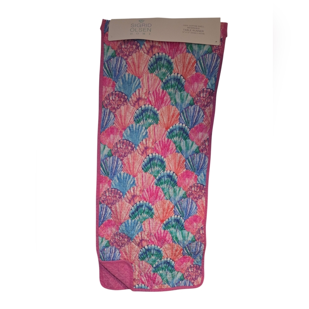 Sigrid Olsen Home - NEW Seashell Coastal Table Runner Pink Blue Beach Decor - Picture 5 of 5